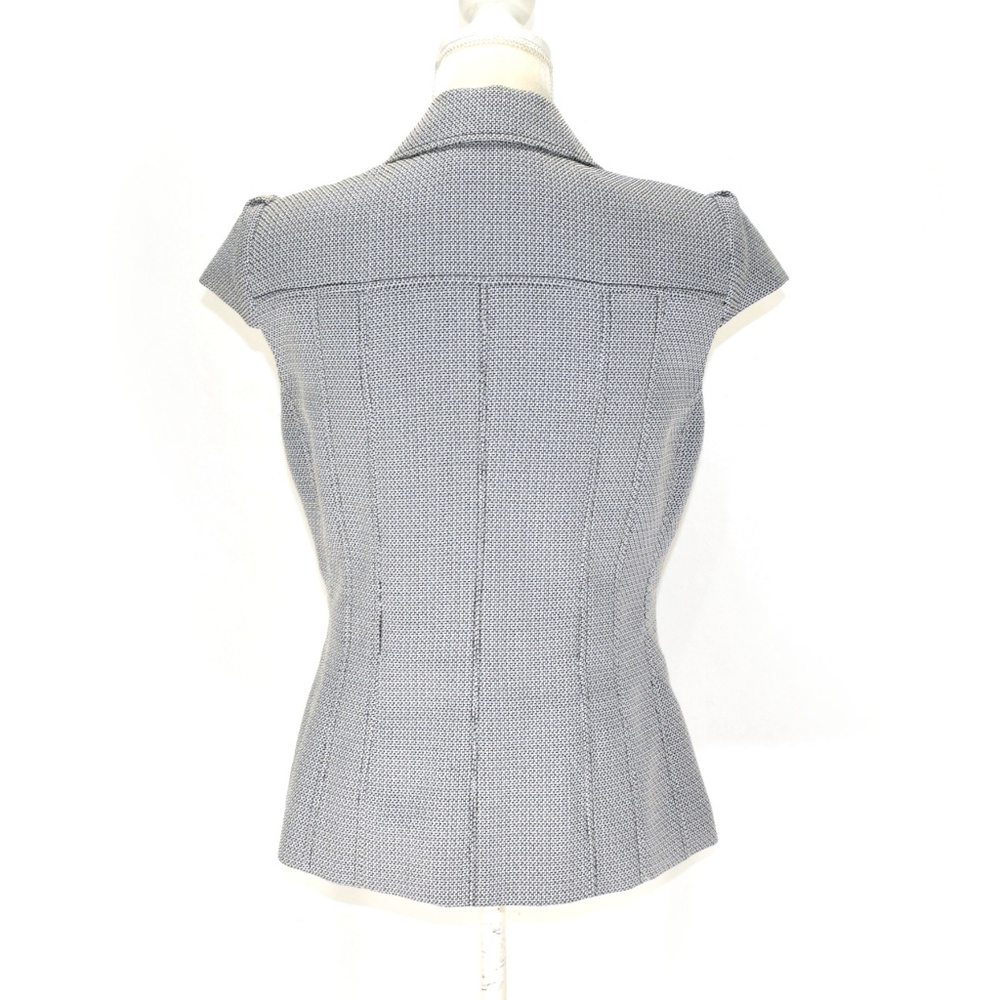 TAHARI Short Sleeve Black & White Textured Blazer - Picture 2 of 6